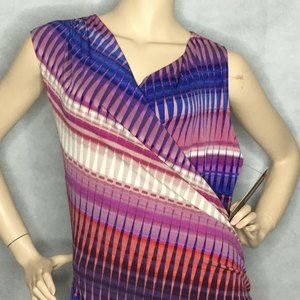 Sofia Vergara Asymmetrical draped Dress Sz M Fitted Purple Pink Red NEW